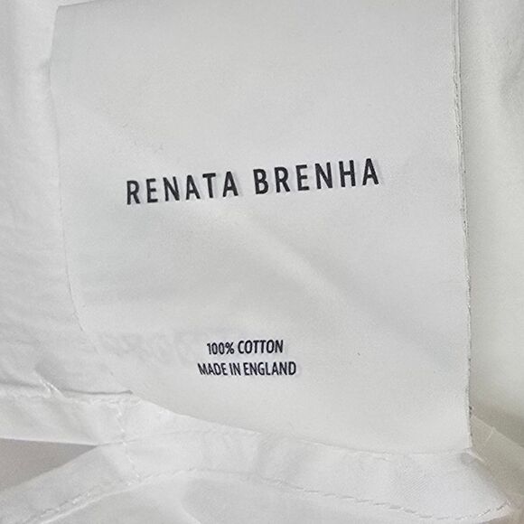 Renata Brenha Asymmetrical Gathered Pleated Collar Elegant Ruffled Blouse White - Picture 11 of 13